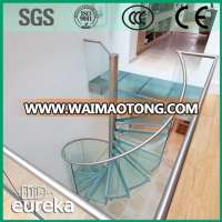 House used Indoor Art Wooden u-shaped glass staircase