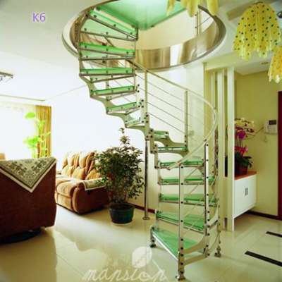 Mansion Design Indoor Glass Circular Stairs