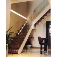 Australian fashion steel and wood staircase, solid wood treads, glass fence, L-505