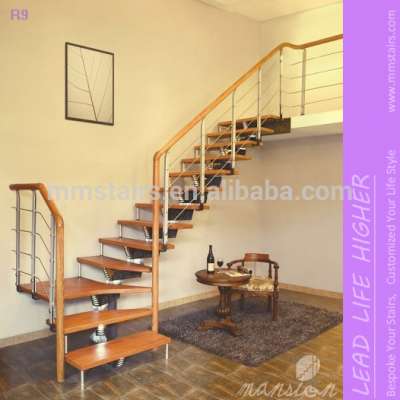 Mono Stringer Wood Metal Staircase with Light