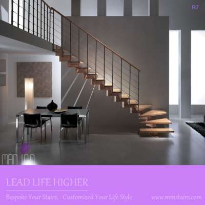 Modular Open Riser Wood Staircase